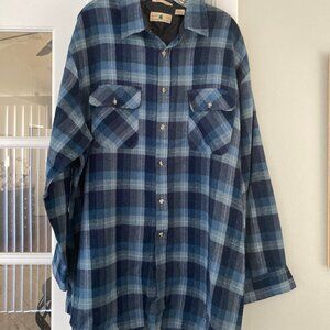 Northwest Territory Blue Plaid Cold Weather Long Sleeve Shirt 2 X Large Tall